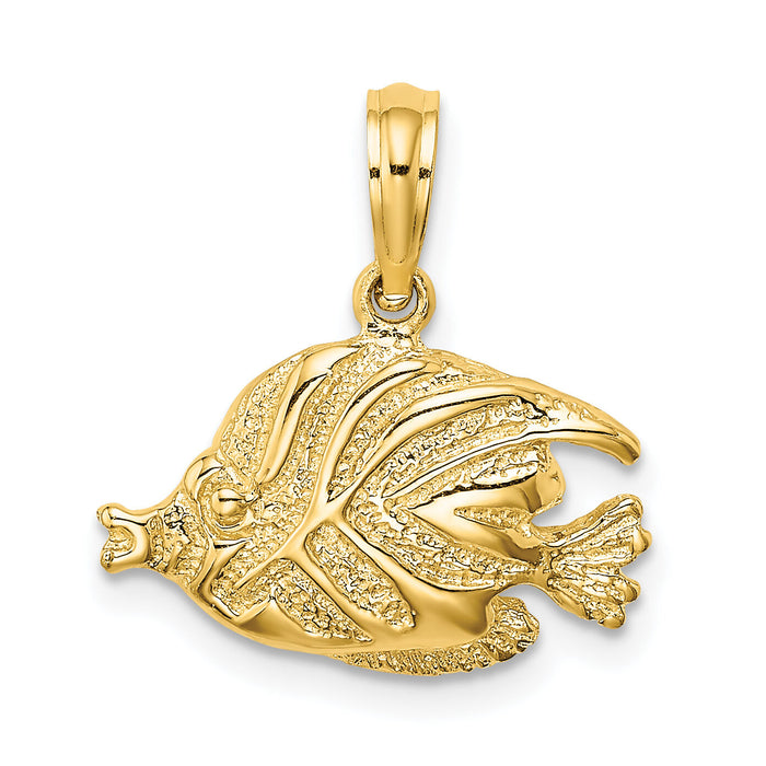 14K Polished Engraved Fish Charm-K7686
