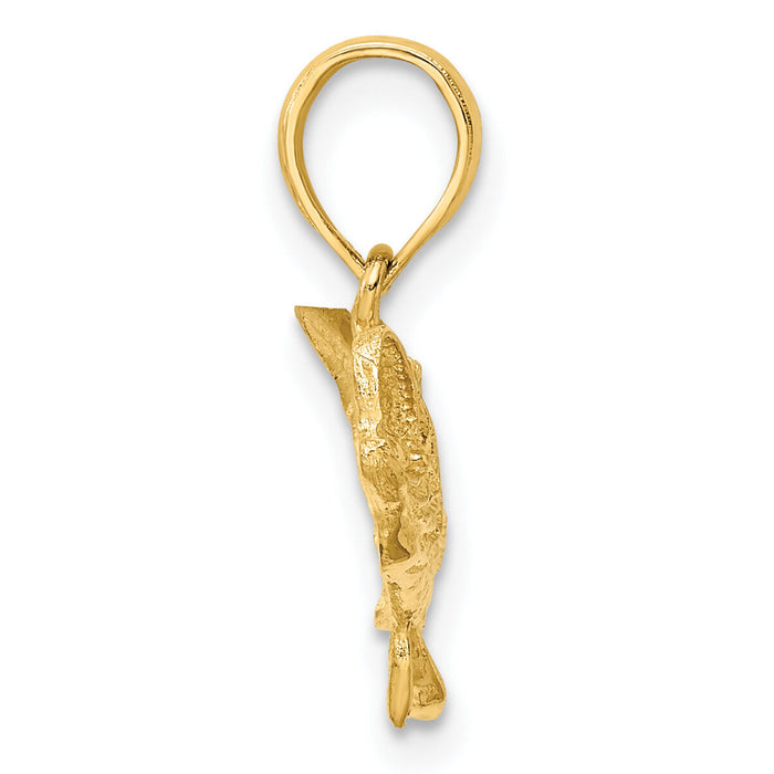 14K 2-D Bass Fish w/ Tail Up Charm-K7687