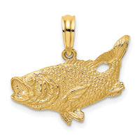 14K 2-D Bass Fish w/ Tail Up Charm-K7687