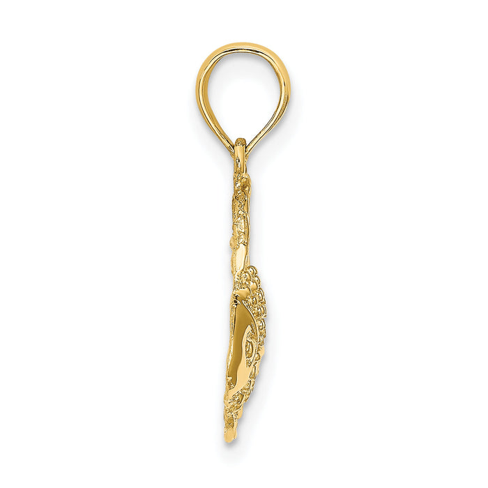 14K Textured Fish Charm-K7688