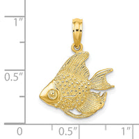14K Textured Fish Charm-K7688