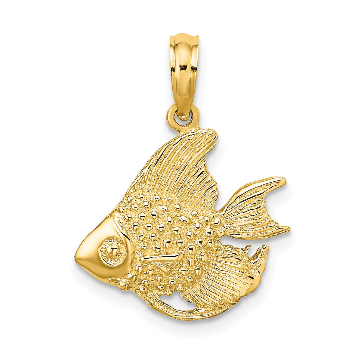 14K Textured Fish Charm-K7688