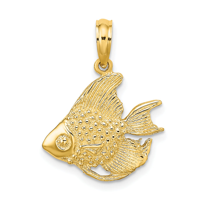 14K Textured Fish Charm-K7688