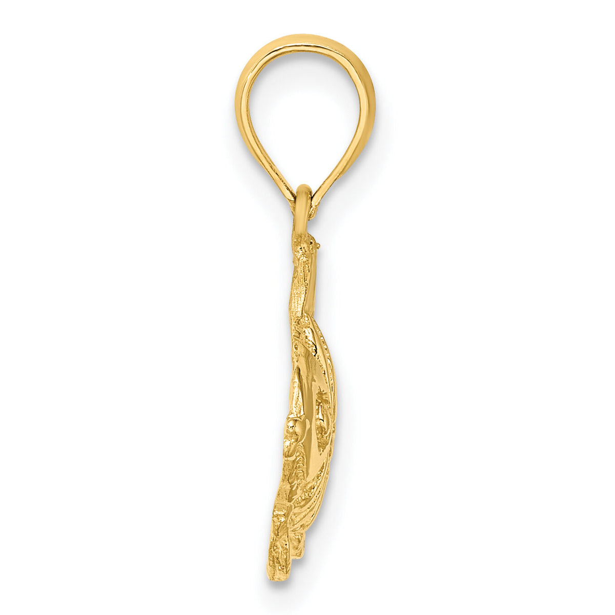 14K Polished  Engraved Fish Charm-K7691