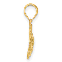 14K Polished  Engraved Fish Charm-K7691