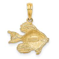 14K Polished  Engraved Fish Charm-K7691