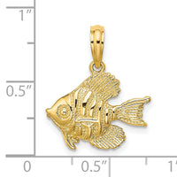 14K Polished  Engraved Fish Charm-K7691