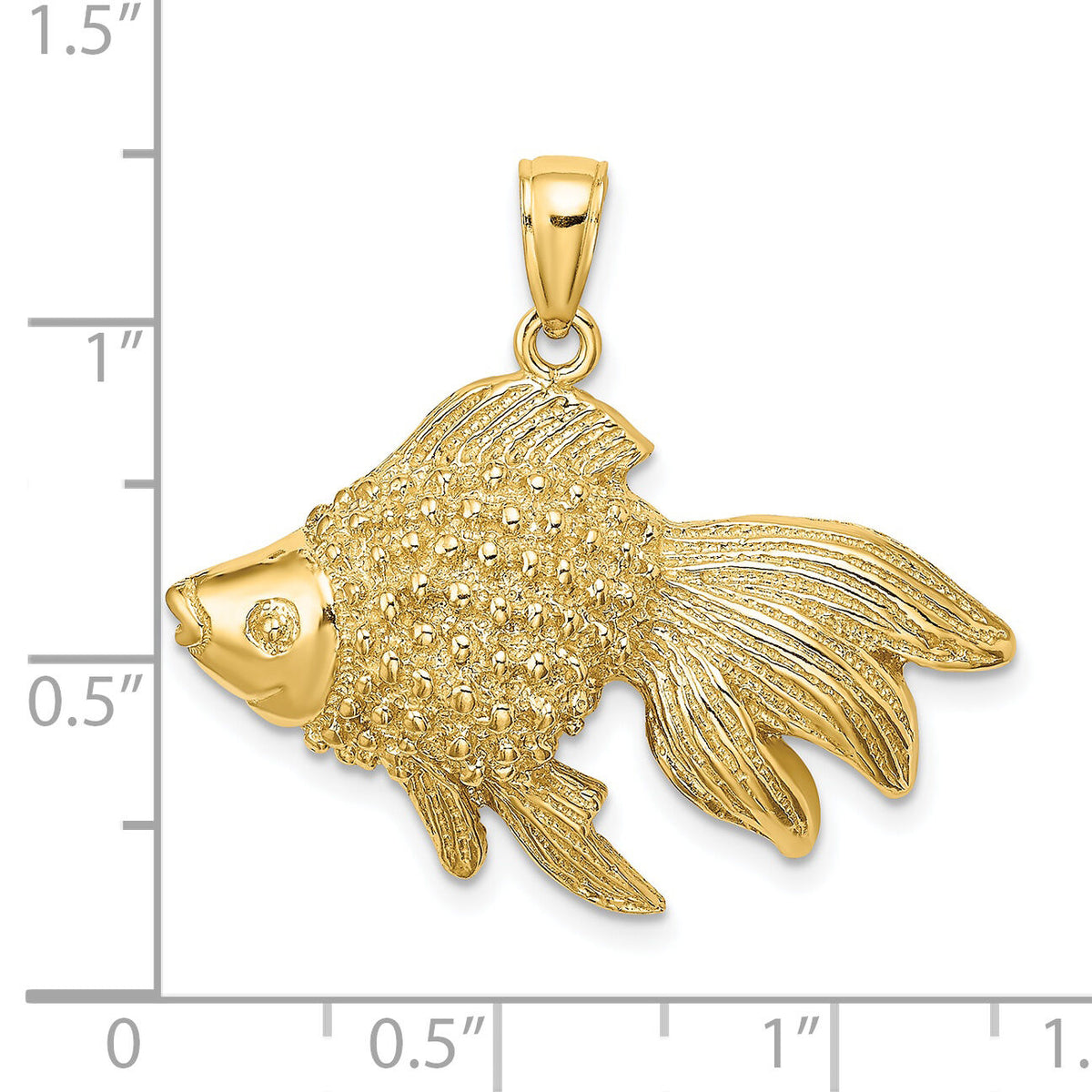 14K 2-D & Engraved Striped Fish Charm-K7692
