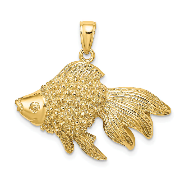 14K 2-D & Engraved Striped Fish Charm-K7692