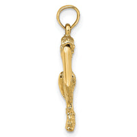 14K 3-D Standing Pelican with Moveable Mouth Charm-K7695