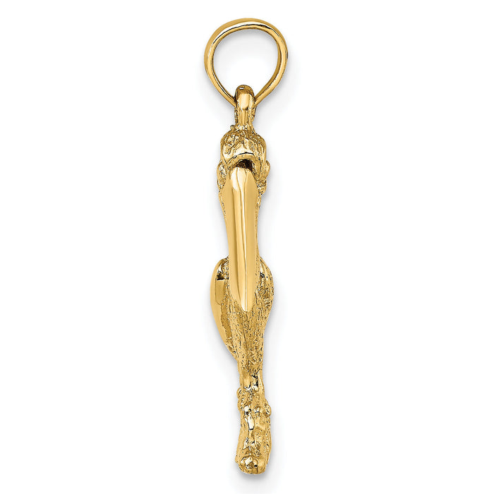 14K 3-D Standing Pelican with Moveable Mouth Charm-K7695