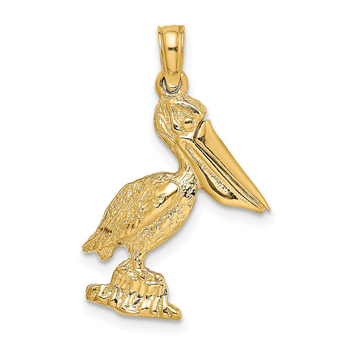 14K 3-D Standing Pelican with Moveable Mouth Charm-K7695