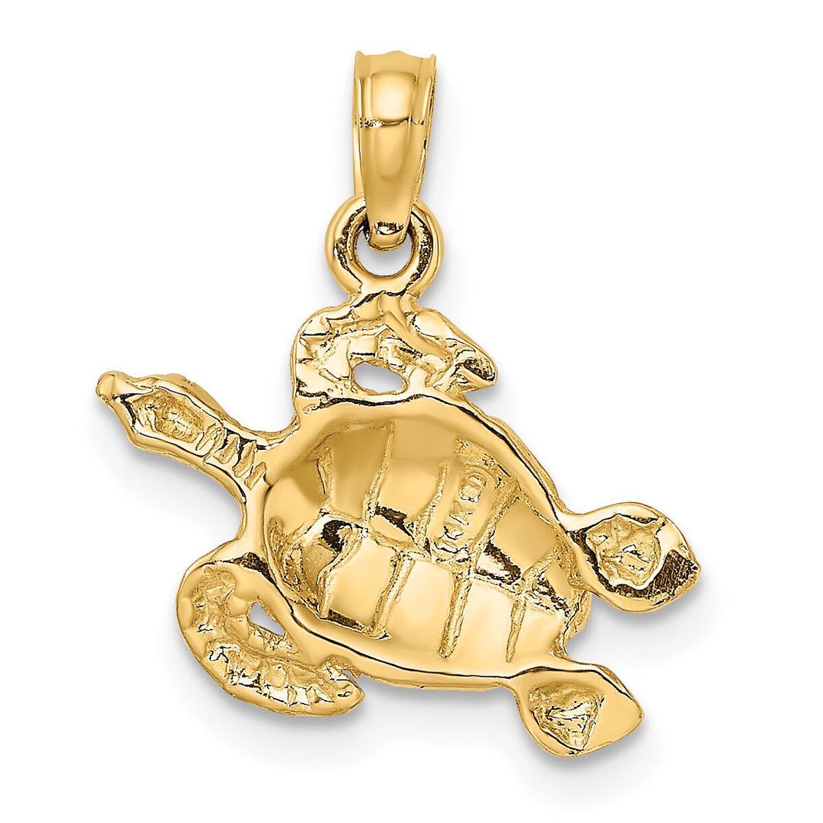 14K Textured Sea Turtle Charm-K7696