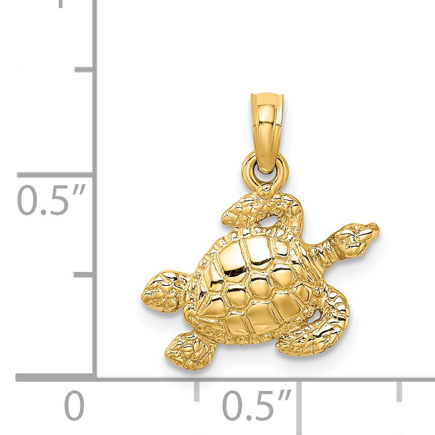 14K Textured Sea Turtle Charm-K7696