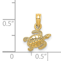 14K Textured Sea Turtle Charm-K7697