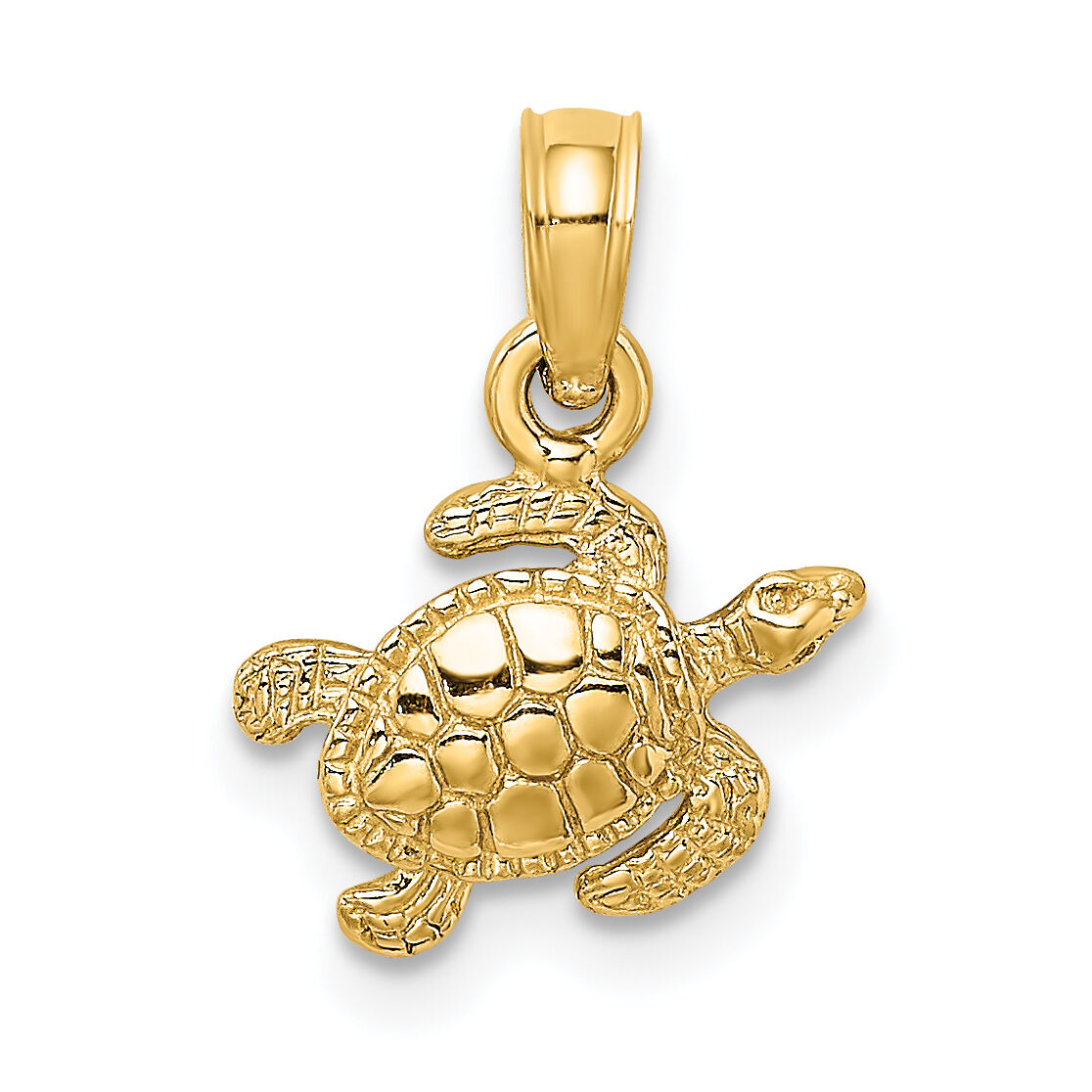 14K Textured Sea Turtle Charm-K7697