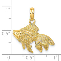 14K Textured Gold Fish Charm-K7699