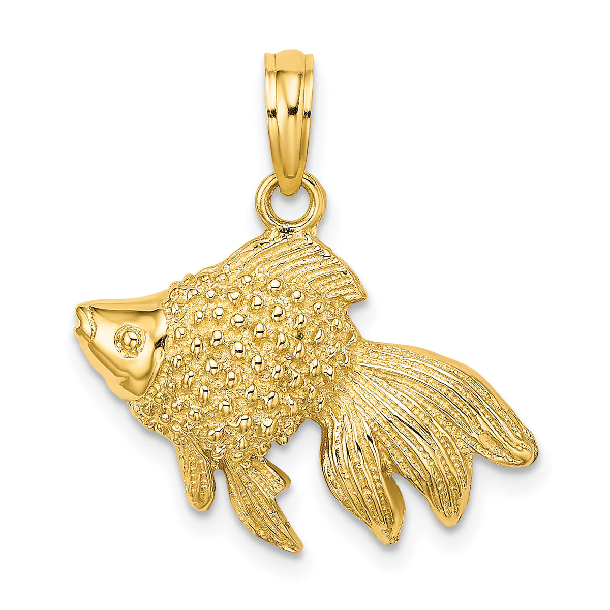 14K Textured Gold Fish Charm-K7699