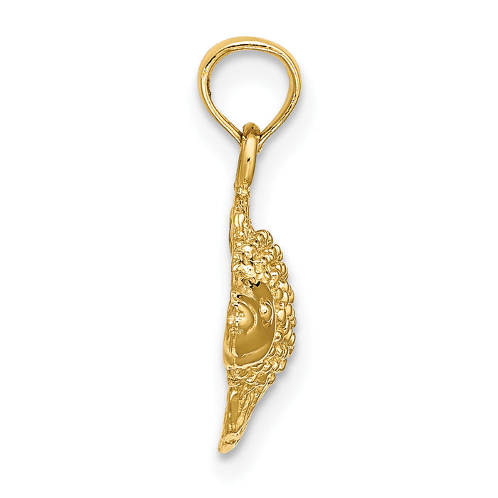 14K 2-D  Textured Gold Fish Charm-K7700