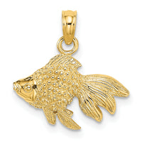 14K 2-D  Textured Gold Fish Charm-K7700