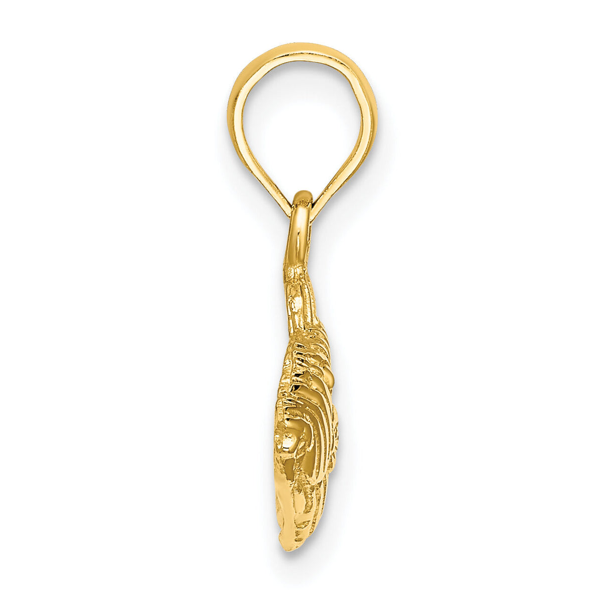 14K 2-D  Engraved Striped Fish Charm-K7703