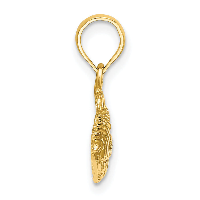 14K 2-D  Engraved Striped Fish Charm-K7703