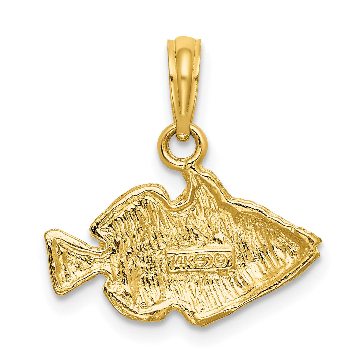 14K 2-D  Engraved Striped Fish Charm-K7703