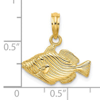 14K 2-D  Engraved Striped Fish Charm-K7703