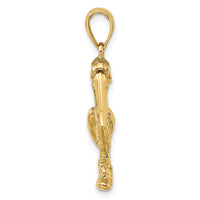 14K 3-D Large Standing Pelican with Moveable Mouth Charm-K7705
