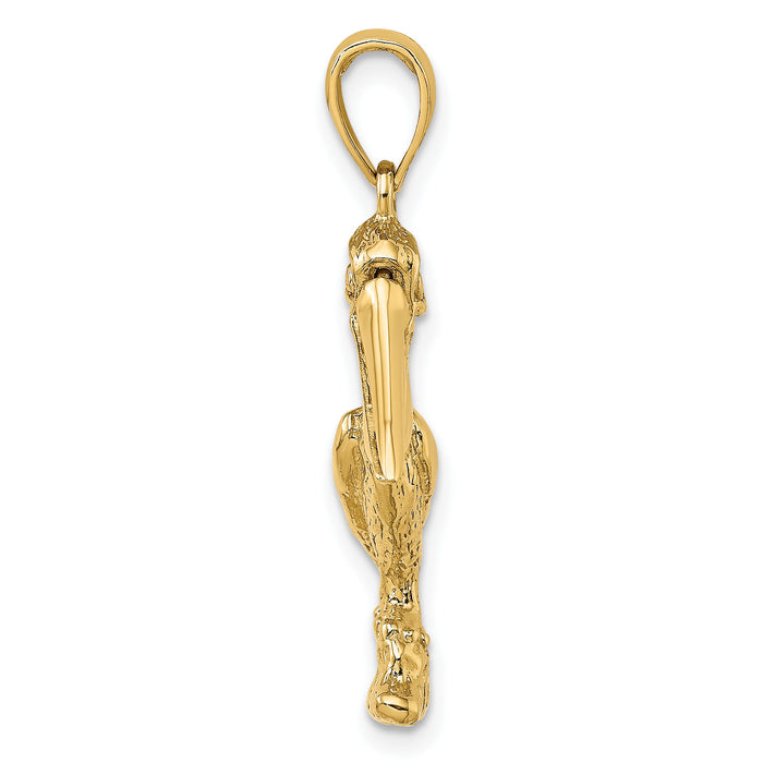 14K 3-D Large Standing Pelican with Moveable Mouth Charm-K7705