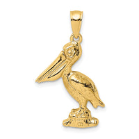 14K 3-D Large Standing Pelican with Moveable Mouth Charm-K7705