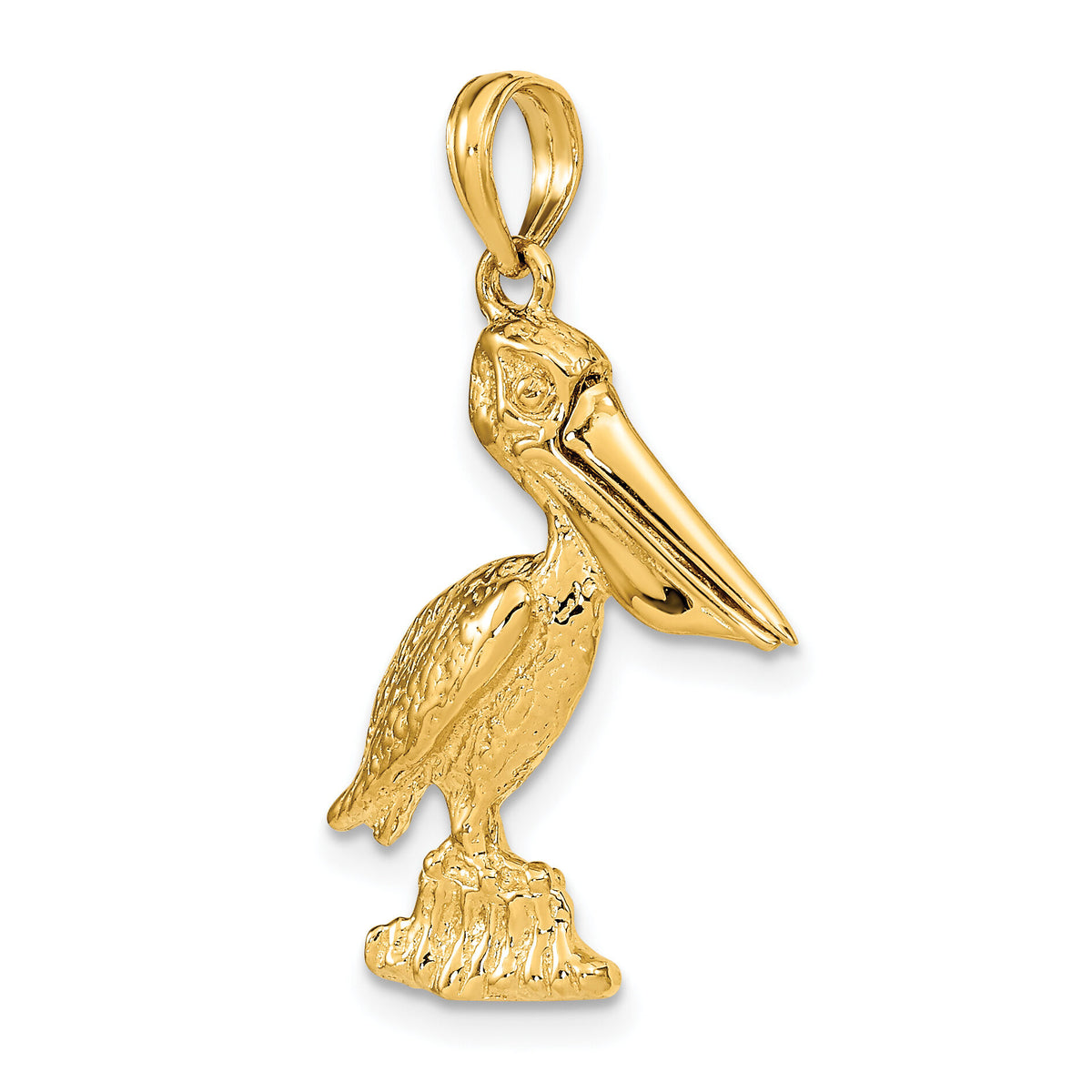 14K 3-D Large Standing Pelican with Moveable Mouth Charm-K7705