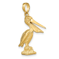 14K 3-D Large Standing Pelican with Moveable Mouth Charm-K7705