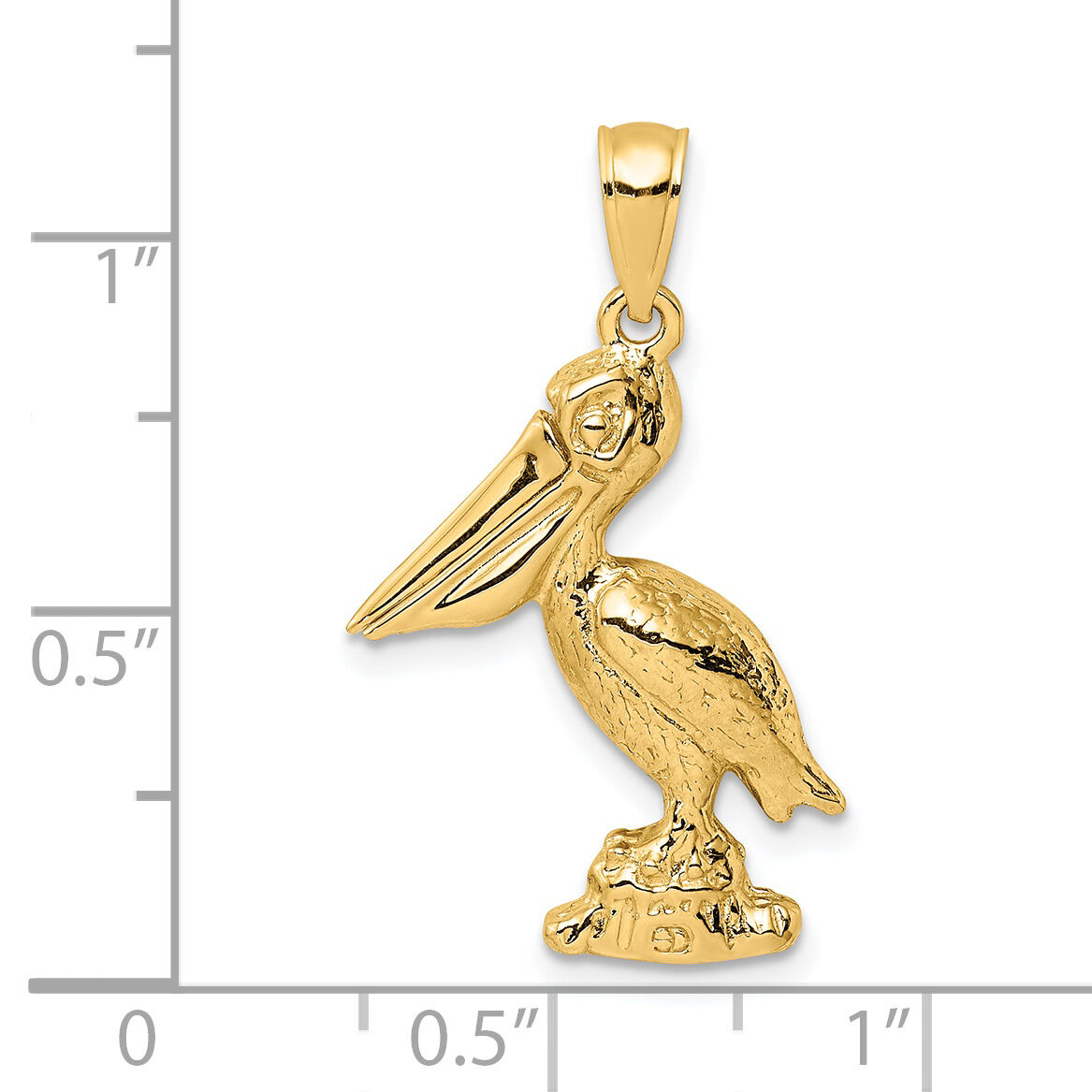 14K 3-D Large Standing Pelican with Moveable Mouth Charm-K7705