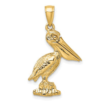 14K 3-D Large Standing Pelican with Moveable Mouth Charm-K7705