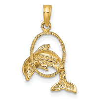 14K Polished Dolphin Jumping Through Hoop Charm-K7706
