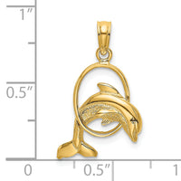 14K Polished Dolphin Jumping Through Hoop Charm-K7706