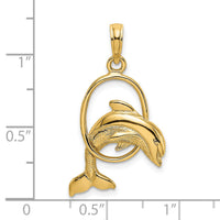 14K Polished Dolphin Jumping Through Hoop Charm-K7708