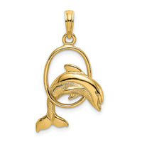 14K Polished Dolphin Jumping Through Hoop Charm-K7708