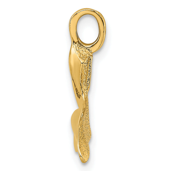 14K 3-D Polished Whale Tail Charm-K7710
