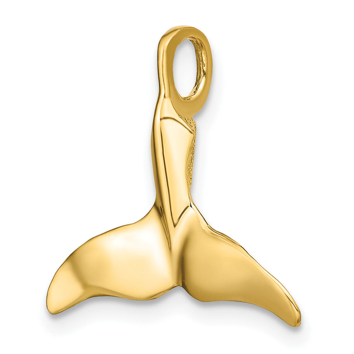 14K 3-D Polished Whale Tail Charm-K7710