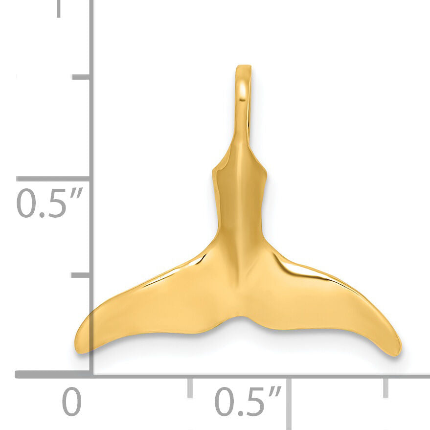 14K 3-D Polished Whale Tail Charm-K7710