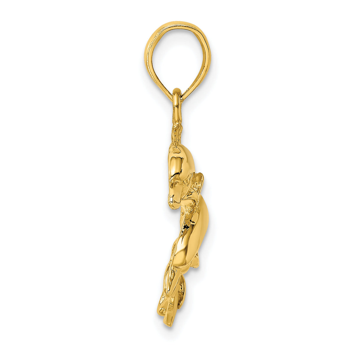 14K 2-D Polished and Textured Double Dolphins Charm-K7711