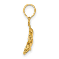 14K Polished and Textured Two Dolphins Charm-K7712