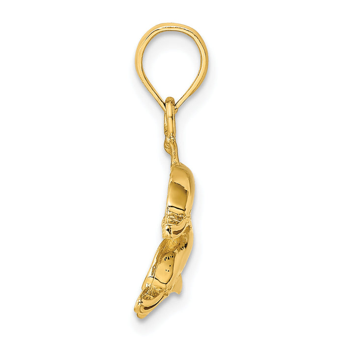 14K Polished and Textured Two Dolphins Charm-K7712