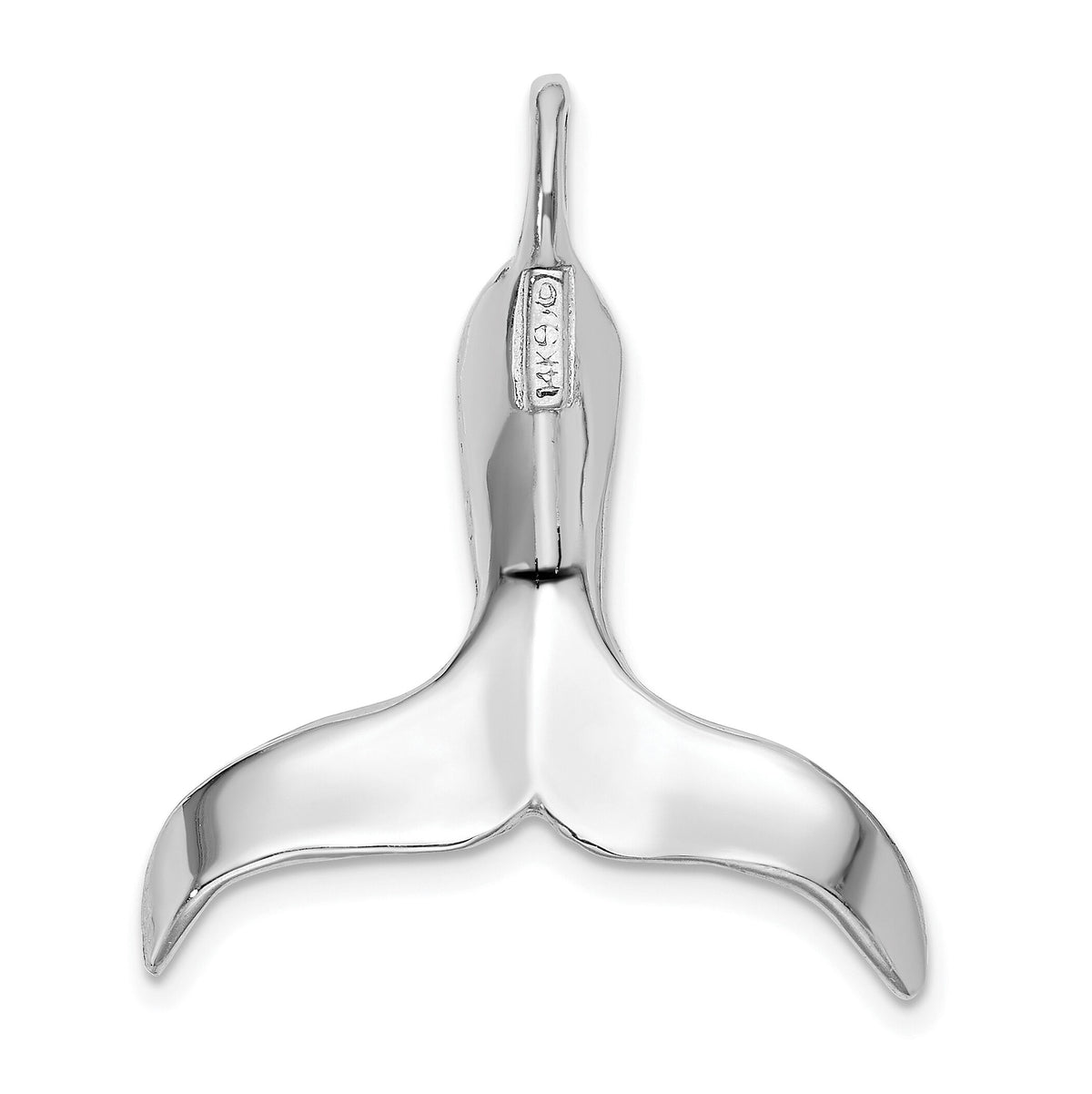 14K White Gold 3-D Polished Whale Tail Chain Slide-K7713W
