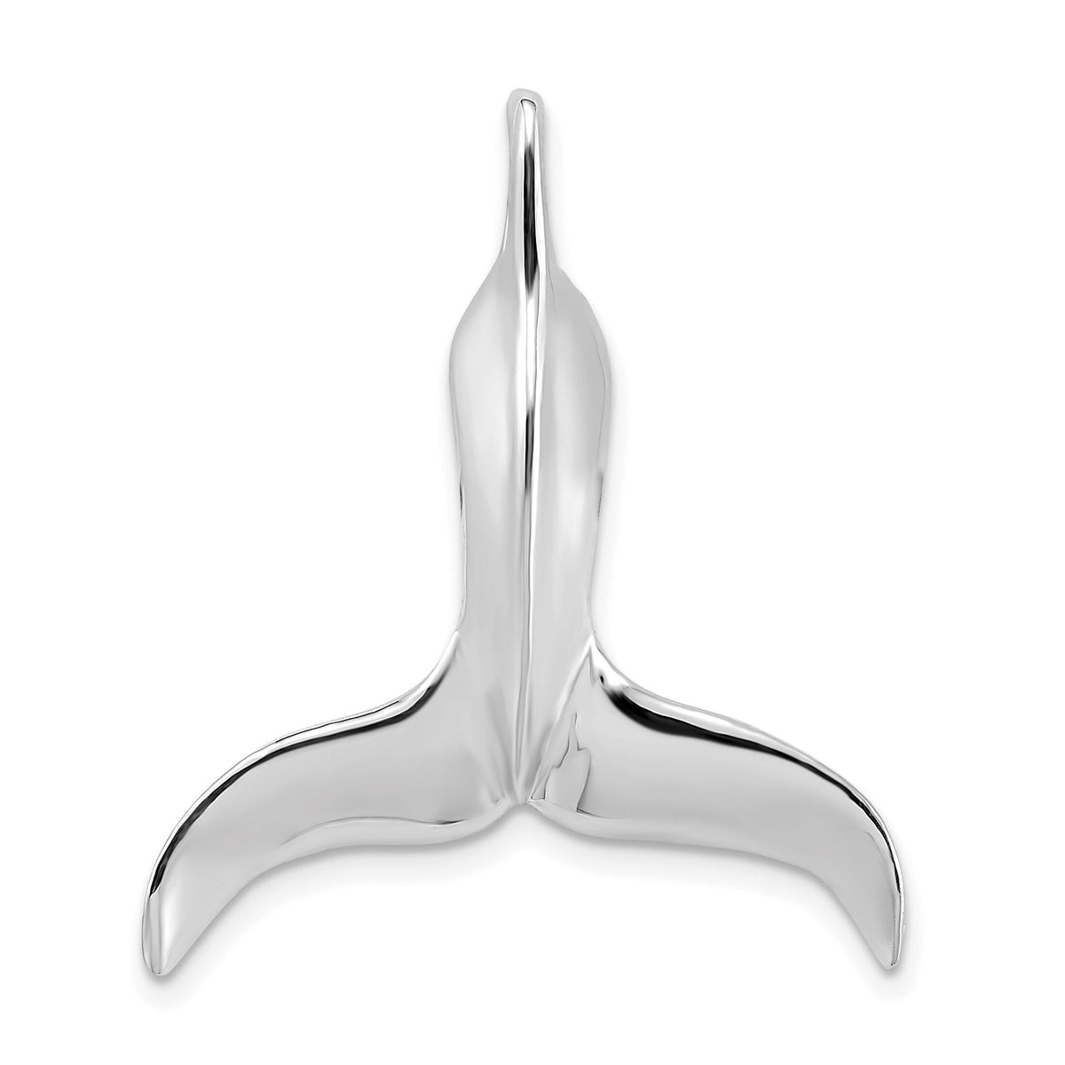 14K White Gold 3-D Polished Whale Tail Chain Slide-K7713W