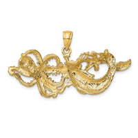 14K Polished and Textured Dolphin and Octopus Pendant-K7721