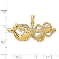 14K Polished and Textured Dolphin and Octopus Pendant-K7721