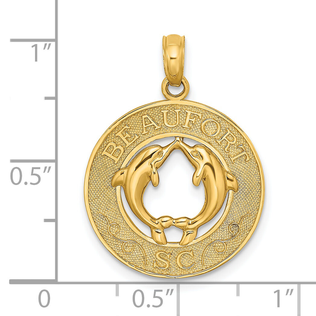 14K BEAUFORT SC w/Dolphins Circle Charm-K7722